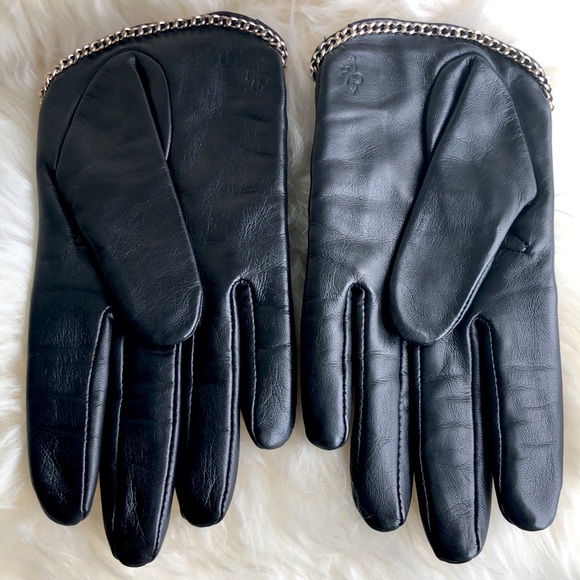 Cole Haan black leather and chain gloves - Picture 4 of 4